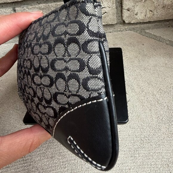 COACH VINTAGE Y2K MONOGRAM CANVAS & LEATHER WRISTLET MINI PURSE CLUTCH BLACK - Picture 7 of 11